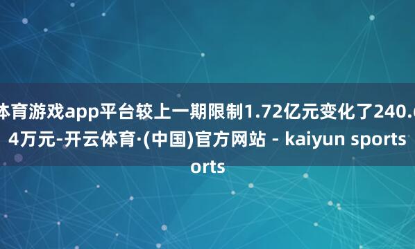 体育游戏app平台较上一期限制1.72亿元变化了240.64万元-开云体育·(中国)官方网站 - kaiyun sports